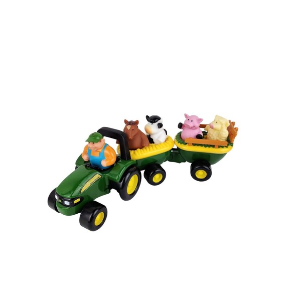 ERTL John Deere Animal Sounds Hayride Set Toy Tractor Wagon Farmer Farm Animals - Picture 5 of 5